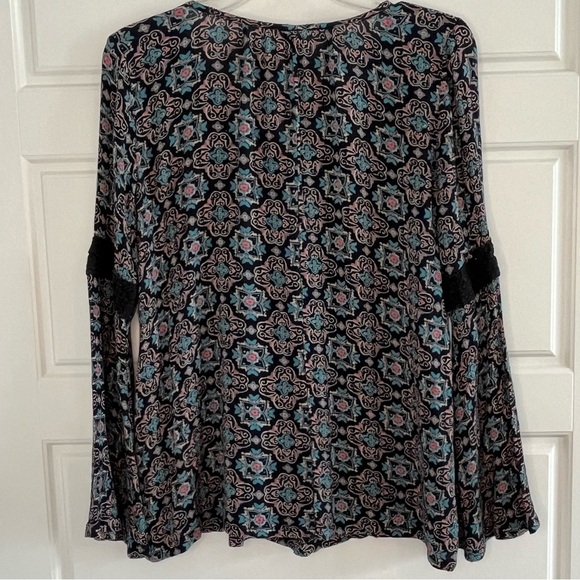 Hollister Boho Lace Floral Babydoll Top Bell Sleeve Size M Peasant Y2K Festival - Picture 6 of 13